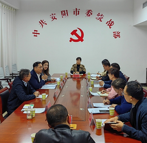 驻武汉办主任郭伟勋(左二)与安阳市政府代表座谈。