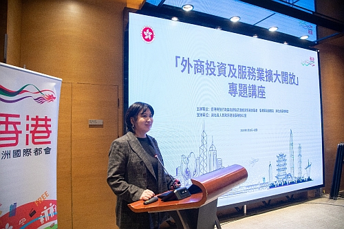 香港貿發局華中代表、湖北省香港商會常務副會長兼秘書長吳瀟瀟致辭